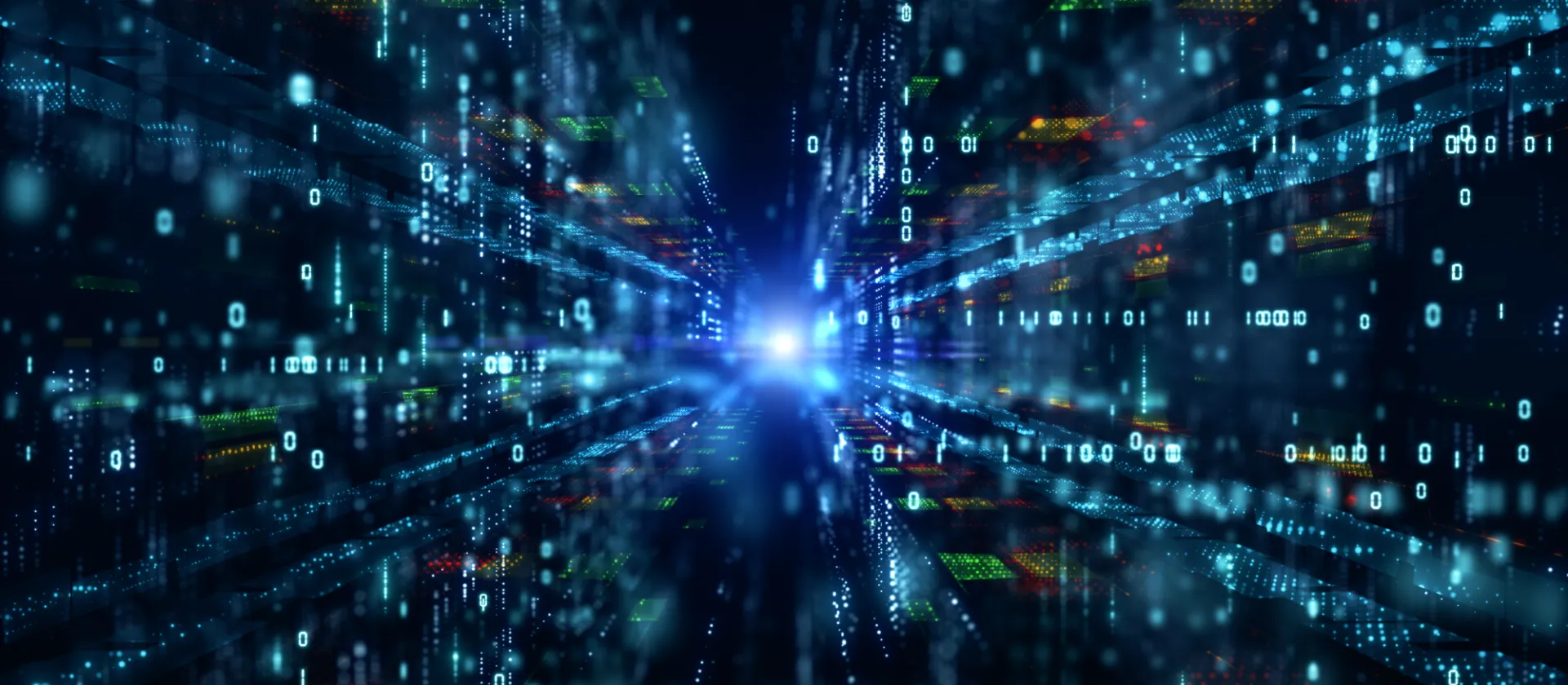 Digitaler Cyberspace mit Partikeln und Konzept für digitale Datennetzwerkverbindungen.