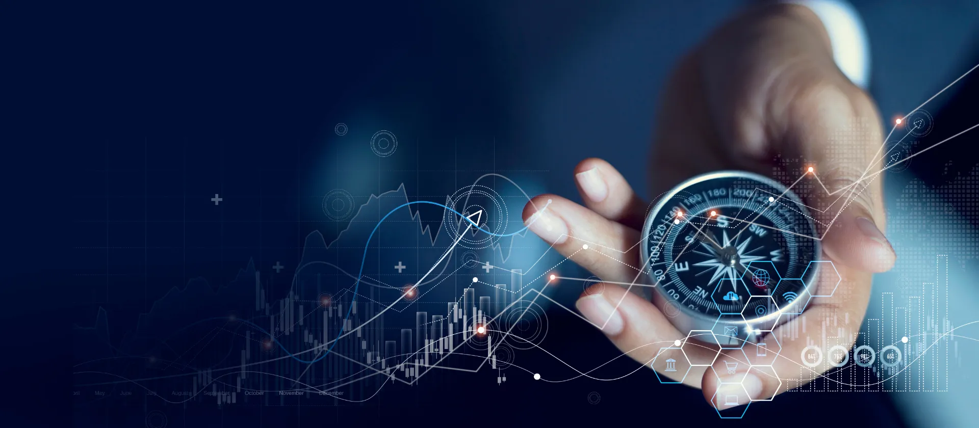 Hand holding compass