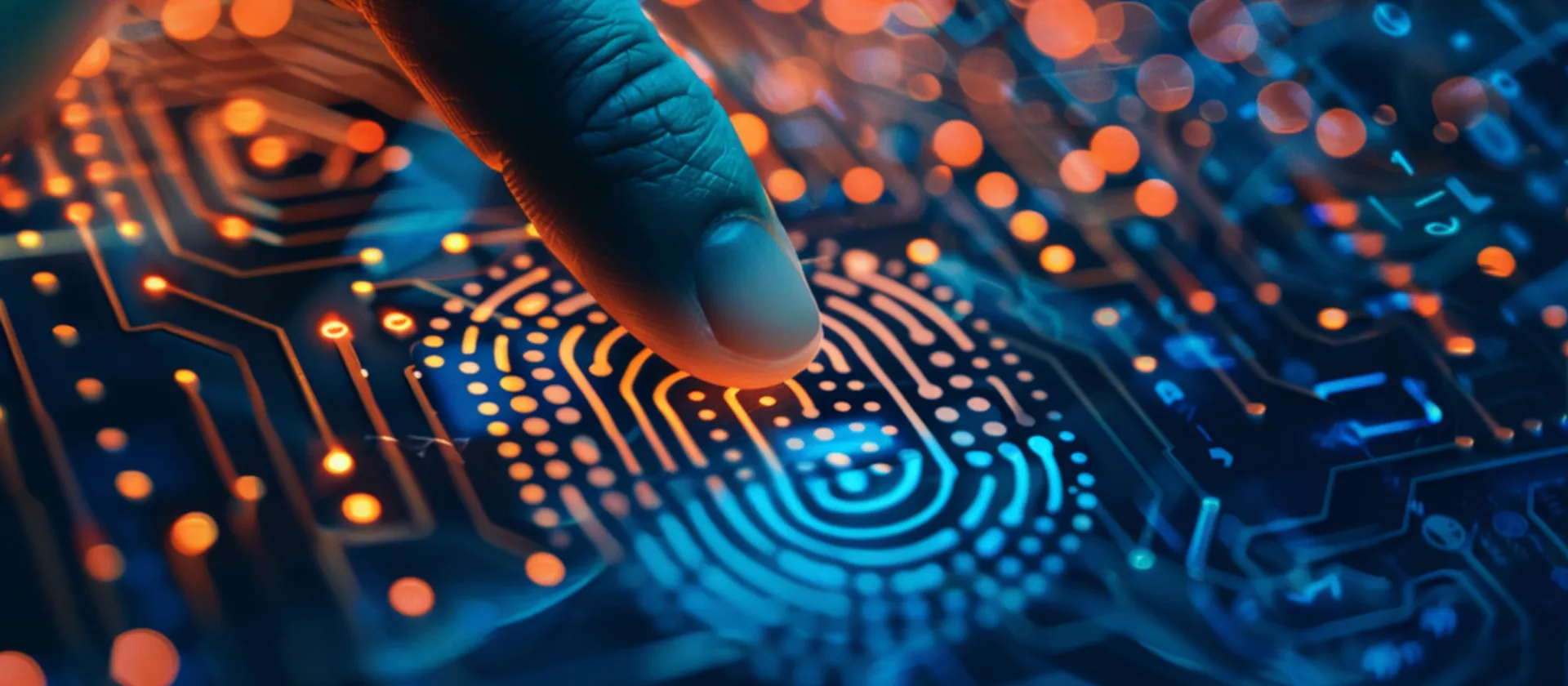 Hand mit Fingerabdruck auf Tablet